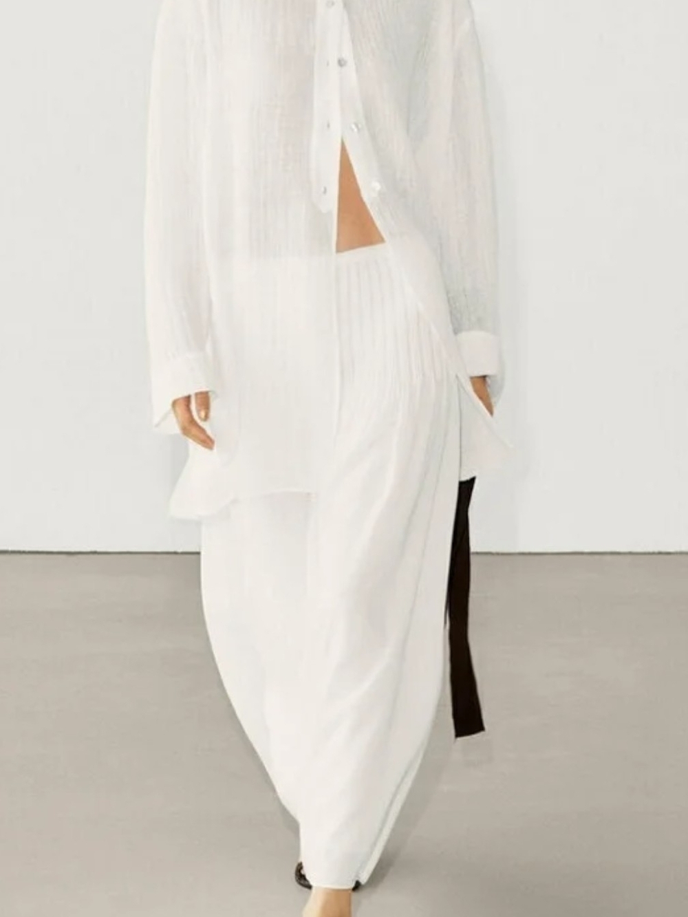 Massimo Dutti Linen White Tunic Top - Effortless Layering
